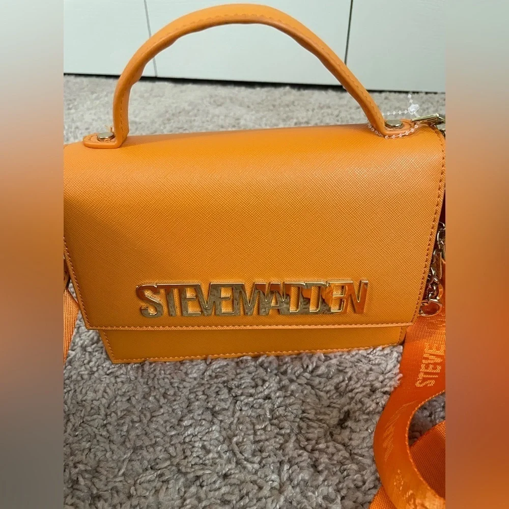 Steve Madden BHama Satchel Bag with Detachable Coin Purse and Webbed Logo Strap